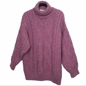 Cladyknit 100% Wool Pink Purple Knit Sweater